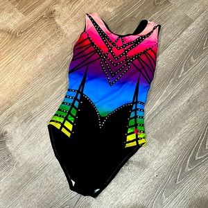 Multicolored, open strappy back, Higo leotard